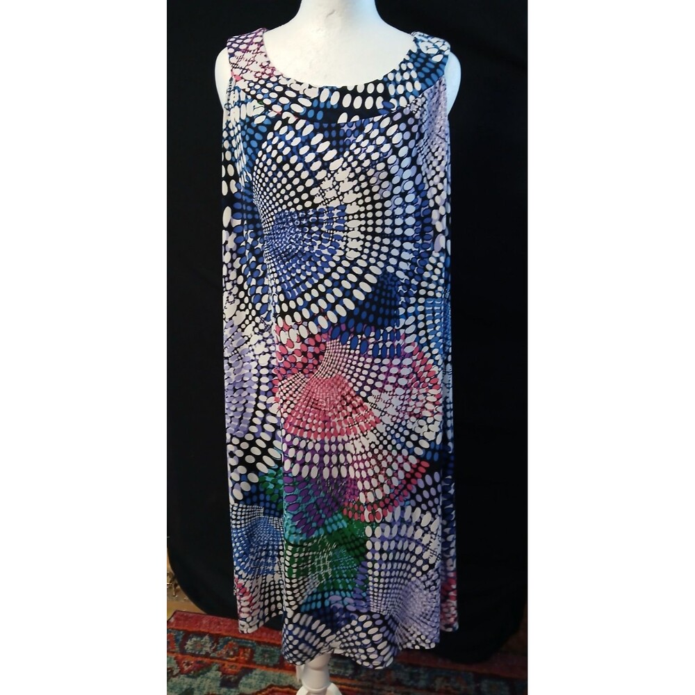Tiana B. Multi Color Graphic Sleeveless Midi Dress 14 W